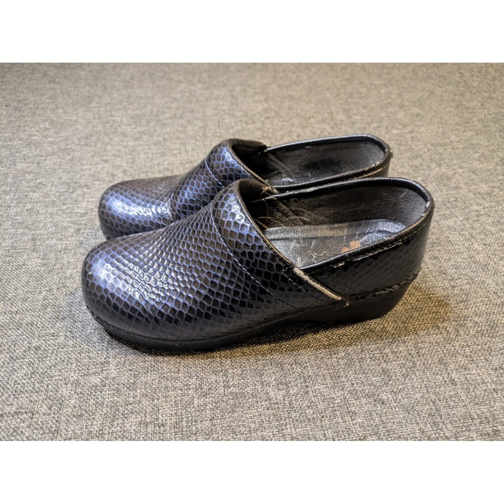 Dansko Professional XP Anaconda Snakeskin Blue‎ Leather Clogs Shoes Womens 39 EU